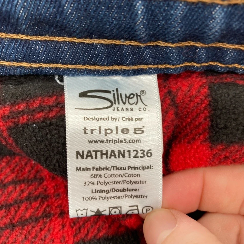 Silver Jeans Nathan Flannel Lined Blanket Lined‎ Boys 16 Skinny Fit Drawstring